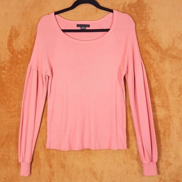 SANCTUARY Top Womens XS Pink Thermal Balloon Raglan Sleeve Peach - Picture 1 of 9